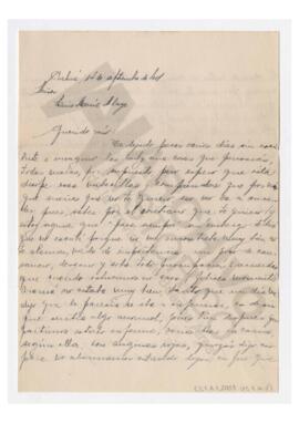 Carta enviada a Luis María Alaye por Adelina. 1951, Carhué.