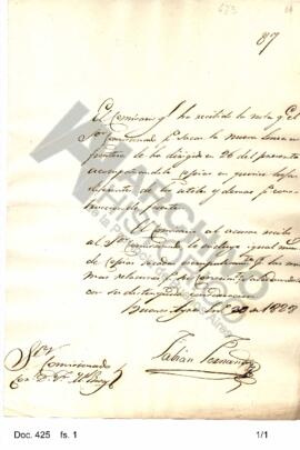 Nota dirigida por el comisario Fabián Fernández a Rosas donde acusa recibo de otras enviadas por ...