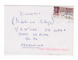 Sobre enviado a Adelina desde La Coruña, España. Rte: Flia. Zwirner. 1999