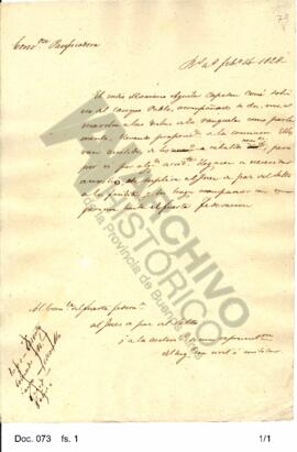 Borrador de una nota redactada por la comisión pacificadora expresando que el indio Mariano Aguil...