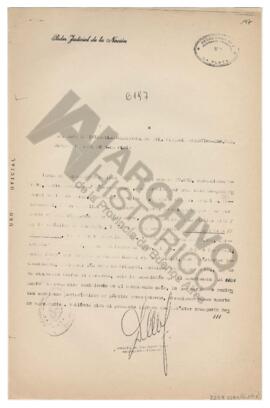 Solicitud del Secretario Federal Daniel A. Ceccherelli al Jefe de Interpol, Departamento central ...
