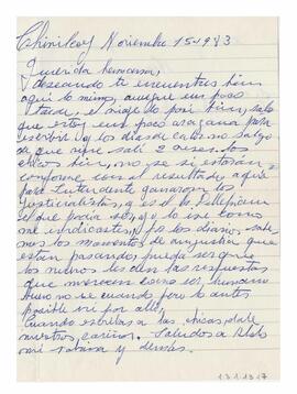 Carta enviada a Adelina desde Chivilcoy. Firmada, Nena. 1983