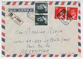 Sobre dirigido a Adelina. Rte: Azucena Victoria Fernandez. C/Resistencia 27, La Coruña, España. 1982