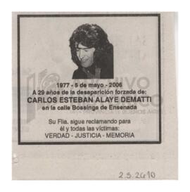 Recordatorio de la desaparición forzada de Carlos, 2006