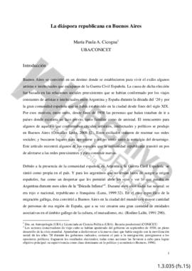 La diáspora republicana en Buenos Aires. María Paula A. Cicogna. UBA/CONICET. Pag 15