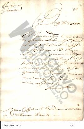 Copia de una nota que dirige Rosas al coronel Estomba acompañando  el plano de la planta del fuer...