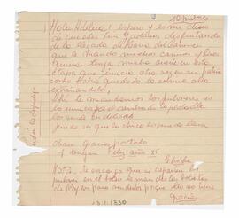 Carta enviada a Adelina. Firmada, Chocha. 1985