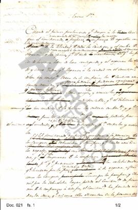 Borrador de la carta enviada por Rosas al Ministro de Gobierno en donde manifiesta que para cumpl...