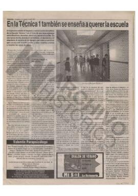 Recorte diario Tribuna de Brandsen "En la Técnica 1 también se enseña a querer la escuela&qu...
