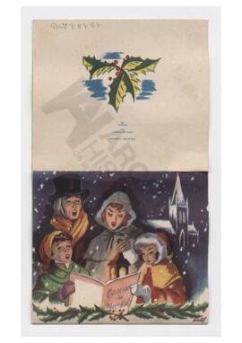 Tarjeta de salutación enviada a Adelina por Luis María Alaye  con sobre. 1951