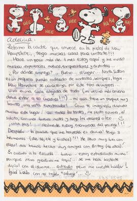 Carta dirigida a Adelina, firmada Adelina (North Sutton, New Hampshire)