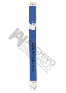 Pulsera de identificación para ingresar al Tribunal Oral Cámara Federal N1 de La Plata