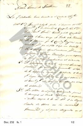 Copia del contrato celebrado entre José María de Agote y Rosas por el cual el primero entrega car...