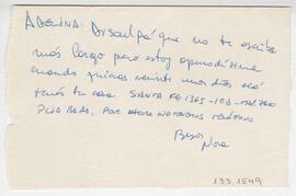 Nota dirigida a Adelina, firmada Nora