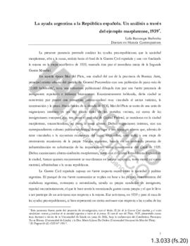 La ayuda argentina a través del caso marplatense. La ayuda argentina a la República española. Un ...