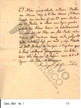 Descripción fisonómica de Baltasar Moure, raptado cerca del Fortín de Areco en el año 1822.1828