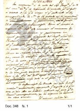 Borrador enviado por Rosas al Inspector General manifestándole temas referidos a la manutención d...