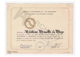 Escuela secundaria N1 Brandsen certifica que Adelina Dematti de Alaye ha concurrido al curso de m...