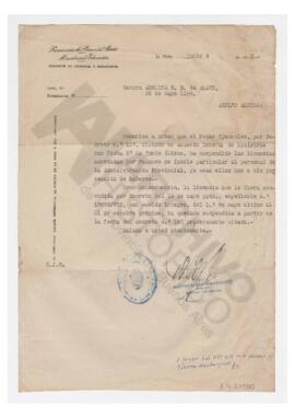 Notificación de suspensión de una licencia previamente concedida. 1952