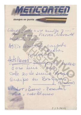 Manuscrito de Adelina sobre libros y Astilleros