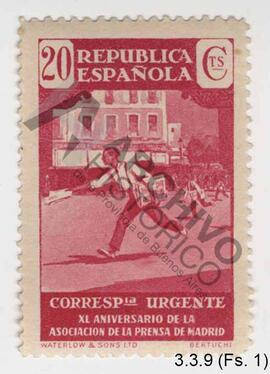1 estampilla de correspondencia urgente 20 centavos