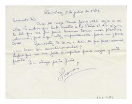 Carta enviada a Adelina desde Chivilcoy. Firmada, Francis. 1982