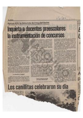 Recorte diario El Día "Inquieta a docentes preescolares la instrumentación de concursos&quot...