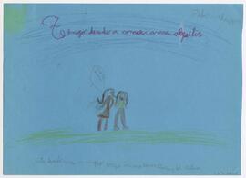 Dibujo: tengo derecho a conocer a mis abuelos, Pilar Velázquez 7 años (cartulina celeste)